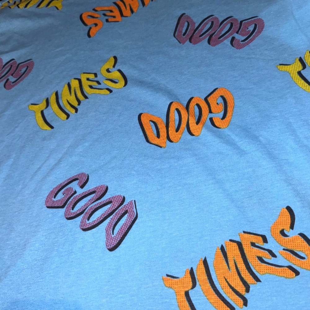 4th Dimension "Good Times" All Over Graphic Tee Blue Men's XL Streetwear - Picture 2 of 6